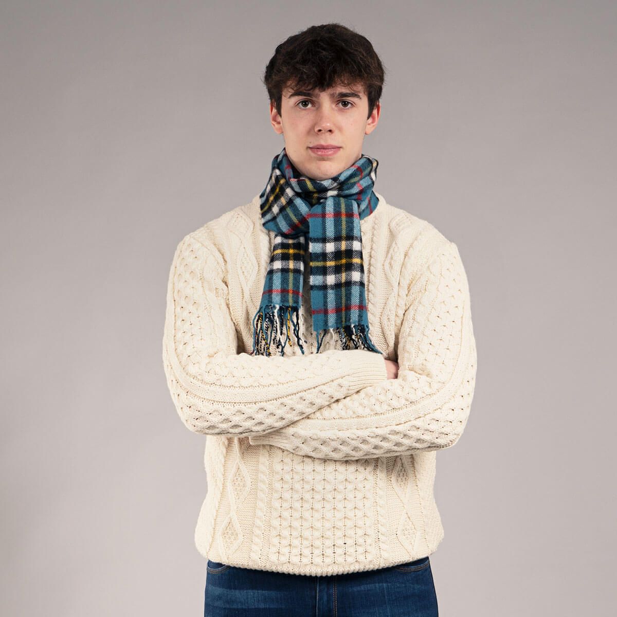 Thomson Blue Tartan Lambswool Scarf